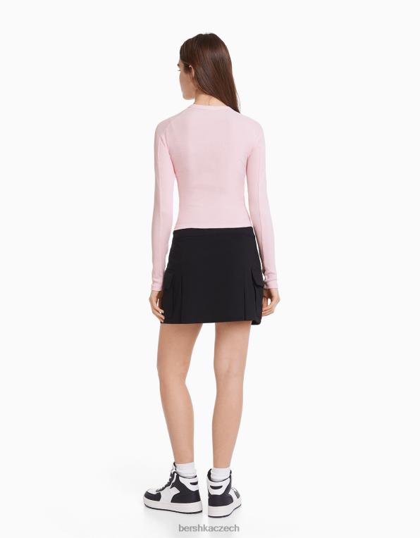 ženy Bershka tričko s dlouhým rukávem s anime potiskem P8844645 oblečení růžový