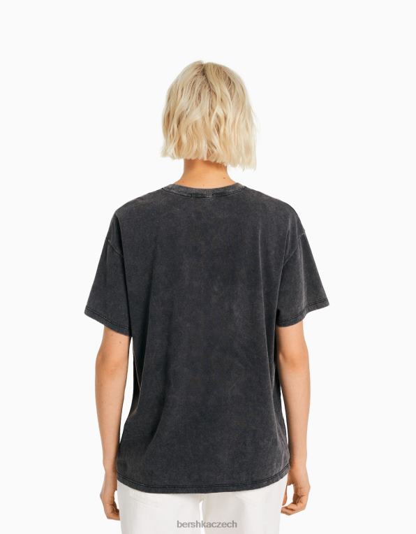 ženy Bershka tričko s krátkým rukávem a AC/DC potiskem P8844471 oblečení Šedá