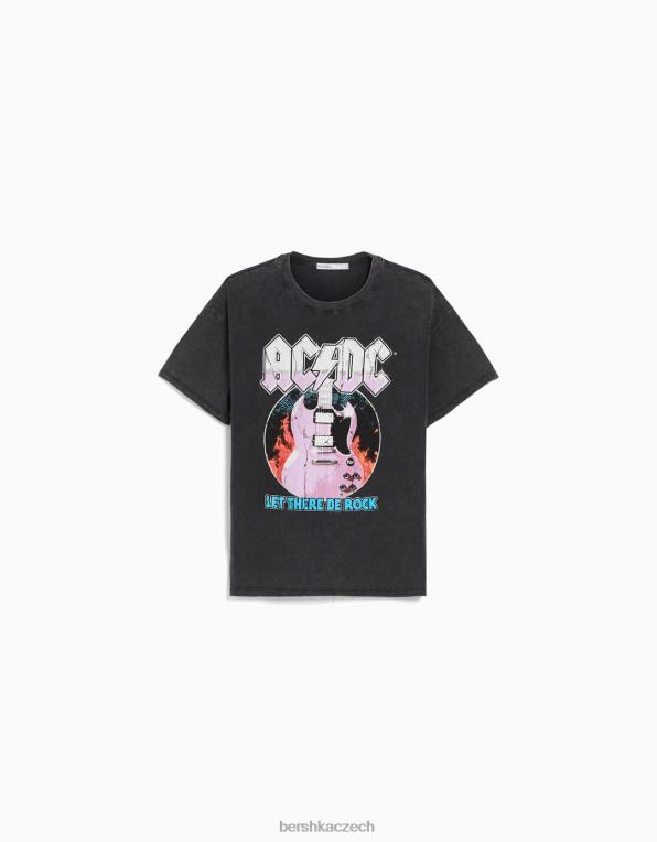 ženy Bershka tričko s krátkým rukávem a AC/DC potiskem P8844471 oblečení Šedá