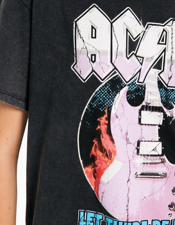 ženy Bershka tričko s krátkým rukávem a AC/DC potiskem P8844471 oblečení Šedá