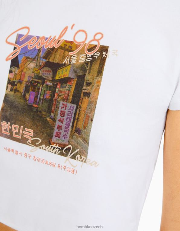 ženy Bershka tričko s krátkým rukávem a potiskem P8844365 oblečení jiný