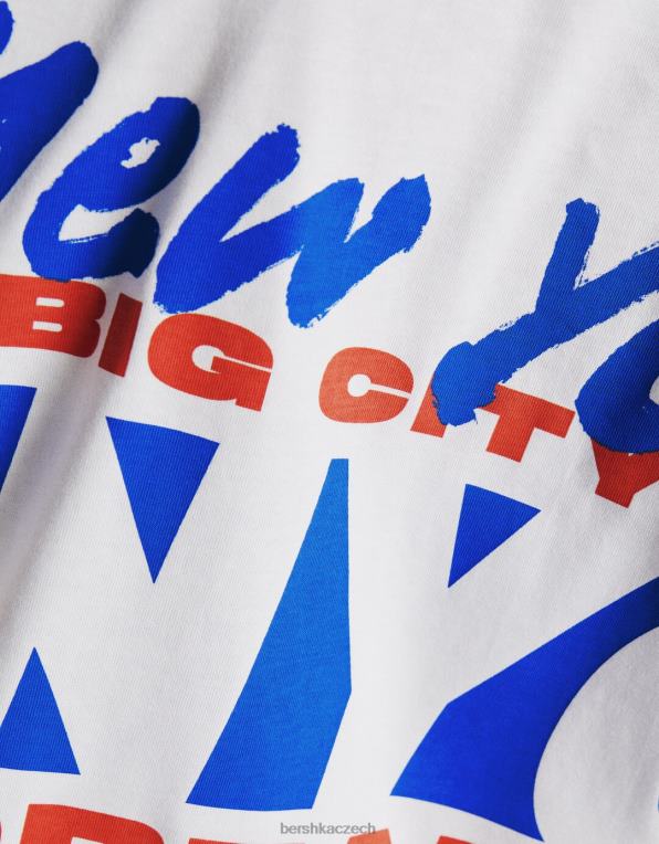 ženy Bershka tričko s krátkým rukávem a potiskem P8844404 oblečení špinavě bílé