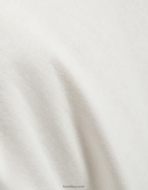 ženy Bershka tričko s krátkým rukávem a potiskem P8844506 oblečení krém