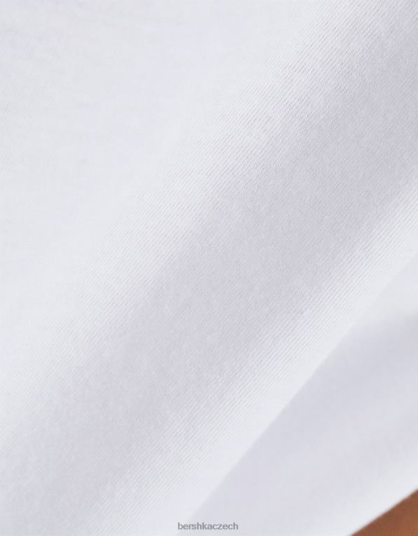 ženy Bershka tričko s krátkým rukávem a potiskem P8844543 oblečení bílý