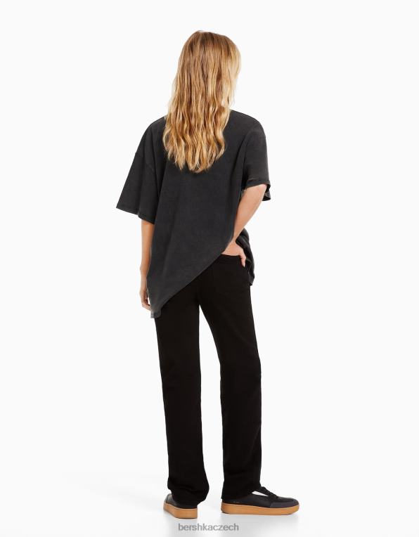 ženy Bershka tričko s krátkým rukávem a potiskem P8844550 oblečení Šedá