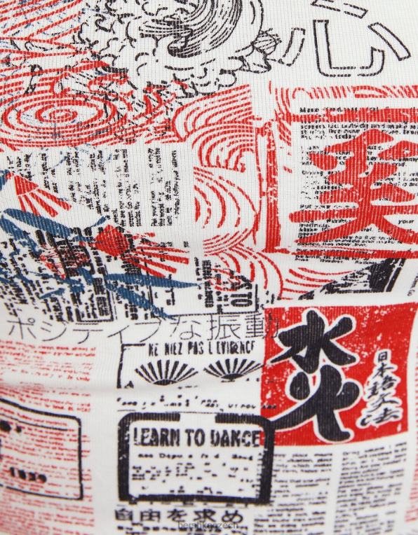 ženy Bershka tričko s krátkým rukávem a potiskem P8844596 oblečení špinavě bílé