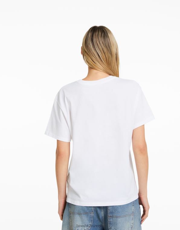ženy Bershka tričko s krátkým rukávem billie eilish print P8844477 oblečení bílý
