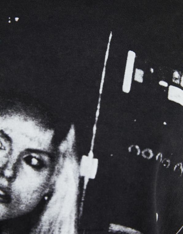 ženy Bershka tričko s krátkým rukávem s potiskem blondie P8844552 oblečení Černá