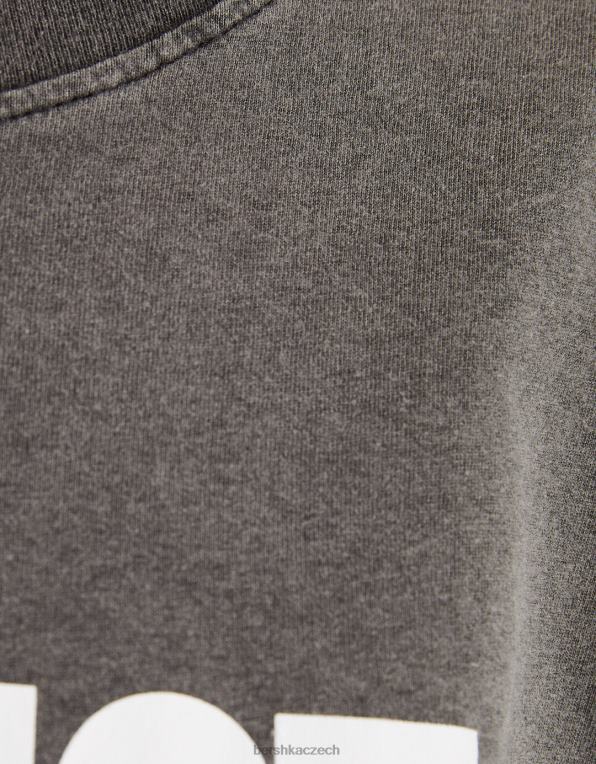 ženy Bershka tričko s krátkým rukávem s tupacovým potiskem P8844555 oblečení Šedá