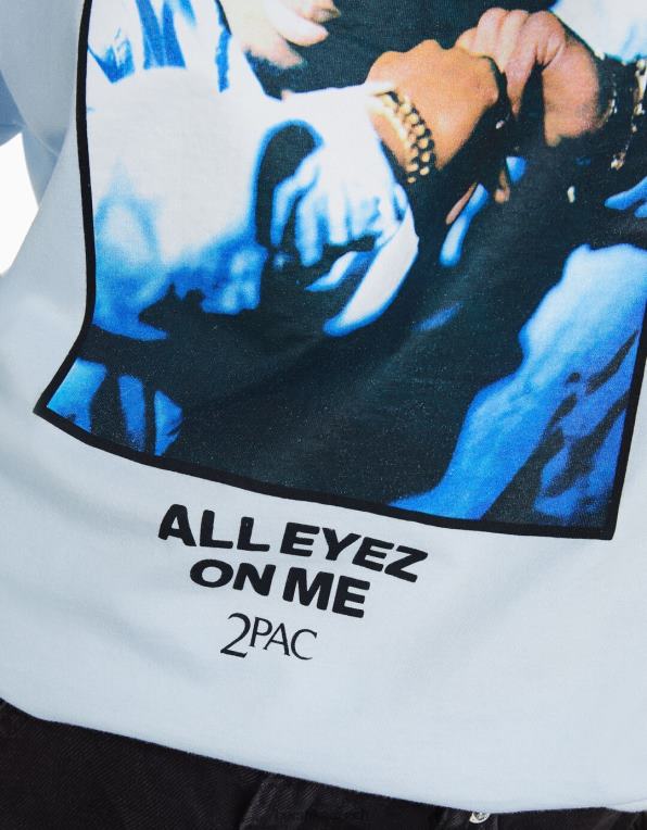 ženy Bershka tupac tričko s krátkým rukávem P8844340 oblečení světle modrá