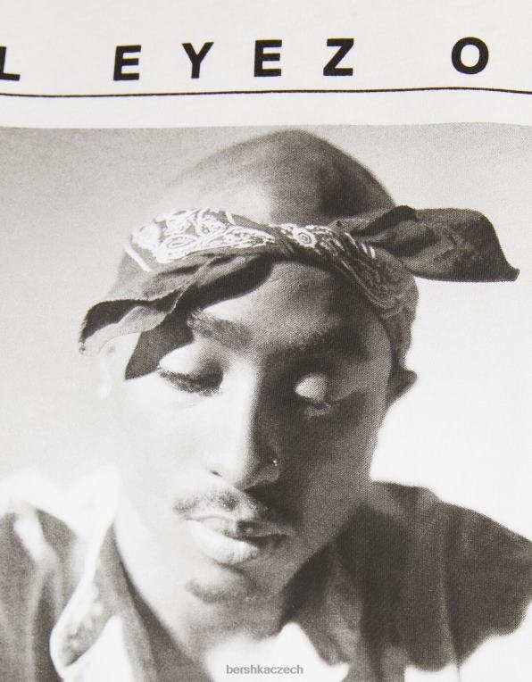 ženy Bershka tupacové tričko s krátkým rukávem pravidelného střihu P8844339 oblečení špinavě bílé