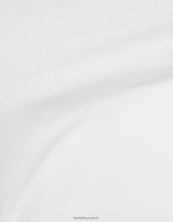 ženy Bershka vypasované tričko s krátkým rukávem P8844617 oblečení bílý