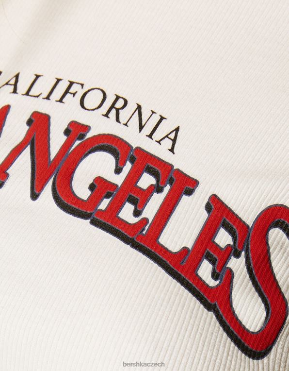 ženy Bershka zkrácené tričko s dlouhým rukávem a potiskem P8844532 oblečení bílý