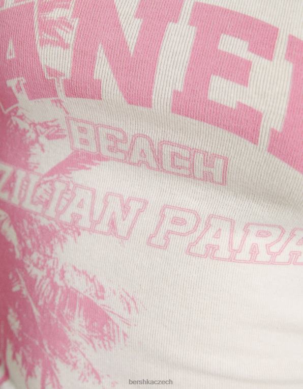 ženy Bershka zkrácené tričko s potiskem P8844655 oblečení špinavě bílé