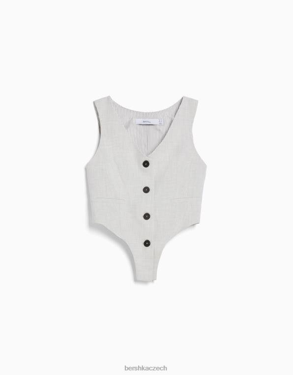 ženy Bershka vesta na míru P88441182 oblečení Šedá