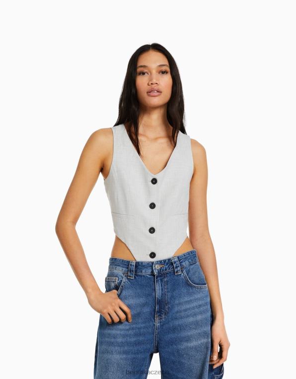 ženy Bershka vesta na míru P88441198 oblečení Šedá