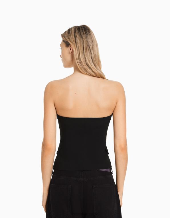 ženy Bershka vesta na míru s odhalenými rameny P8844671 oblečení Černá