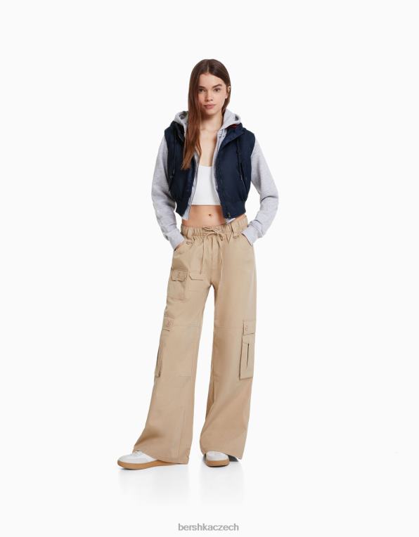 ženy Bershka zkrácená bomber vesta s kapucí P88441171 oblečení námořnictvo